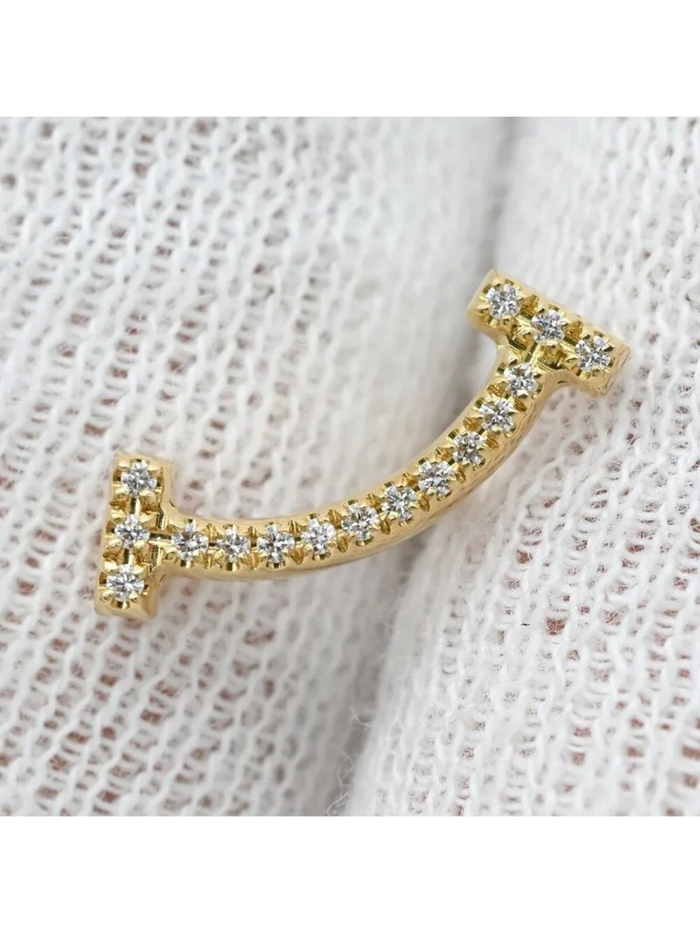 Tiffany & Co Earrings T Smile Mini Diamond Yellow Gold 18k